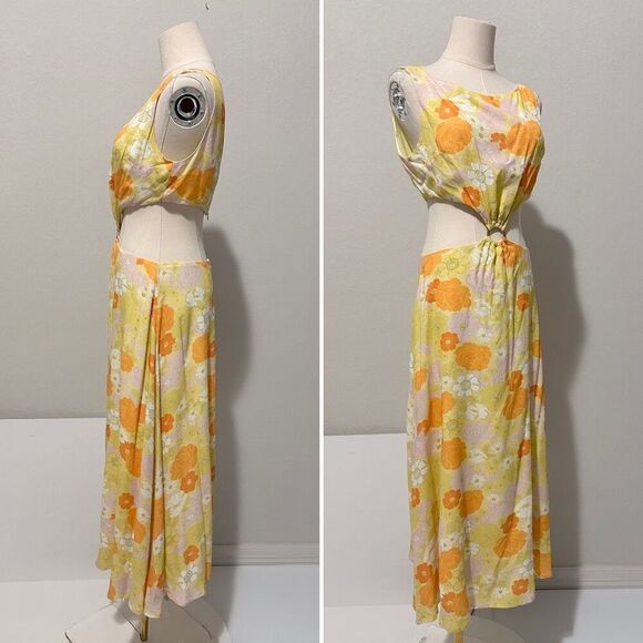 Charlie Holiday Clemence Cutout Floral Dress 4 Boho Retro Beachy Cottagecore Ret - Picture 4 of 13